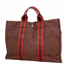 【6fe6376】エルメス トートバッグ フールトゥMM キャンバス ブラウン シルバー金具【中古】メンズ レディース ユニセックスのサムネイル