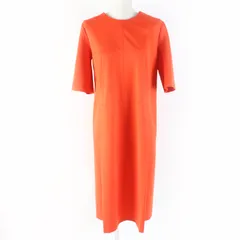 未使用品★JIL SANDER ジルサンダー クルーネック 半袖 ウェストタック ワンピース オレンジ 34 イタリア製 正規品 定価108900円のサムネイル