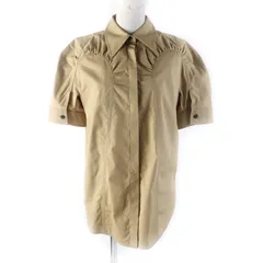 極美品★JIL SANDER ジルサンダー 22SS J01DL0015 コットン100％ 比翼仕立て 半袖 シャーリング 半袖シャツ ブラウン 32 正規品のサムネイル
