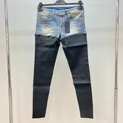 アールサーティーン サイズ 28 R13 チャップス デニムパンツ レザー切替 スキニーデニム ジーンズ イタリア製のサムネイル