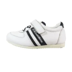 未使用 DOLCE&GABBANA ドルチェアンドガッバーナ キッズ 子供靴 レザー スニーカー ロゴ 靴 シューズ ホワイト 黒 26 キッズ 古着 中古 USEDのサムネイル