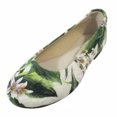 未使用 DOLCE&GABBANA ドルチェアンドガッバーナ キッズ 子供靴 DGロゴ パンプス フラットシューズ ボタニカル 花柄 26 緑 キッズ 古着 中古 USEDのサムネイル