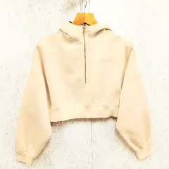 Chico チコ クロップドパーカー ジップアップ スウェット スタンドカラー クロップド丈 ホワイト Fサイズ 〇◇☆のサムネイル