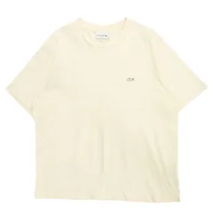 美品 LACOSTE ラコステ アウトライン クロック ポケット Tシャツ カットソー 半袖 ロゴ サイズL オフホワイト メンズ 古着 中古 USEDのサムネイル