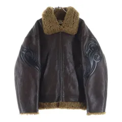 VETEMENTS (ヴェトモン) Shearling-Trim Jacket ボア ジップアップ レザー ジャケット ブラウン UH76SJ500Cのサムネイル