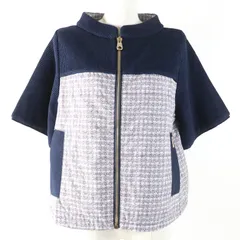 未使用品☆BARK バーク 転写プリント スタンドカラー 中綿入り ZIP UP 半袖 ジャケット ネイビー XS イタリア製 レディース 定価80300円のサムネイル