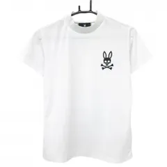 【美品】サイコバニー 半袖ハイネックシャツ 白×黒 胸ロゴ レディース  ゴルフウェア Psycho Bunnyのサムネイル