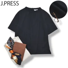 【接触冷感】 ジェイプレス J.PRESS プレーティングジャージー モックネック カットソー KKGJCA0720 半袖 シャツ ブラウス M ネイビー シンプル 無地 夏 レディース ♪のサムネイル
