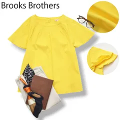 【2020年夏コレクション】 ブルックスブラザーズ Brooks Brothers レッドフリース 半袖 ボートネック デザイン シャツ ブラウス 6 イエロー キャザー レディース ♪のサムネイル