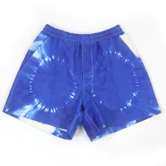 未使用品□LOUIS VUITTON ルイヴィトン 23SS Amen Break LVロゴ金具 タイダイ柄 レザーショートパンツ ブルー S イタリア製 正規品のサムネイル