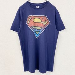 SUPERMAN 슈퍼맨 마블 반소매 프린트 무비 T셔츠 DC코믹스 영화 네이비 L사이즈 헌옷[가격 인하 교섭 OK!]