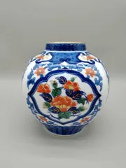 8-0610-07 有田焼 哲山作 大花瓶 花瓶金彩 色絵 飾壺 骨董品のサムネイル