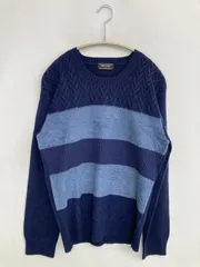 Men's Bigi ニット/セーター S ネイビー ウール・ニット ナイロン ボーダー柄 ミドル丈 長袖 クルーネック(丸首) メンズのサムネイル