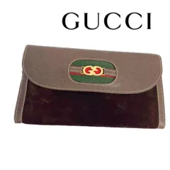 【極希少/ヴィンテージ】GUCCI グッチ 長財布  シェリーライン スエード×レザー ブラウン 茶のサムネイル