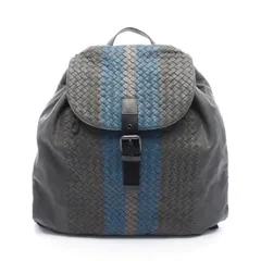 ボッテガヴェネタ BOTTEGA VENETA リュックサック バックパック イントレチャート グレー/ブルー レザー イントレチャート バックパック レディース Used Bのサムネイル