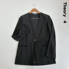 Theory セオリー☆POWDER CREPE CL COLLARLESS JK パウダークレープVネックノーカラージャケット 4 ブラック とろみのサムネイル