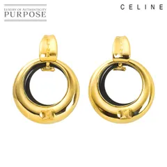 セリーヌ CELINE オニキス イヤリング ピアス K18 YG イエローゴールド