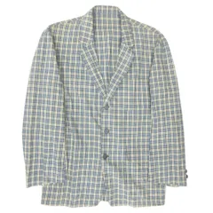 美品 GEORGES RECH ジョルジュ レッシュ リネン チェック テーラード ジャケット MWDJ-273190 サイズL 青 ブルー メンズ 古着 中古 USEDのサムネイル