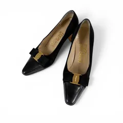 サルヴァトーレフェラガモ　Salvatore Ferragamo ヴァラリボン　パンプス　ブラック　黒　スエードレザー　5ハーフ　Cのサムネイル