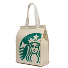 STARBUCKS スターバックス セイレーンロゴプリント トートバッグ ランチバッグ キャンバス 保冷バッグ 冷蔵 保温 ベージュのサムネイル