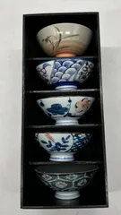 🔥みのじ窯🔥 美濃焼 お茶碗 5客 まとめ売り 飯碗 絵変わり 手描き 陶器 和モダン 保管品 和食器 民芸 食器 アンティーク コレクション コレクターアイテム インテリア 来客用のサムネイル