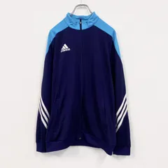 adidas アディダス トラックジャケット/ジャージ 紺 ネイビー ライトブルー Mサイズ 古着【値引き交渉OK!】のサムネイル