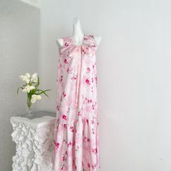 ジーザスディアマンテ カリブマキシワンピ バルドー薔薇柄ピンク 38
