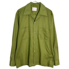 70年代 TOWNCRAFT タウンクラフト オープンカラー 長袖シャツ ヴィンテージ 無地 グリーン(メンズ M)中古 古着 Y4699 70年代 TOWNCRAFT タウンクラフト オープンカラー 長袖シャツ