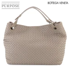 新品同様 ボッテガ ヴェネタ BOTTEGA VENETA イントレチャート ミディアム ガルダ トート バッグ レザー ライトグレー 179320 90330373のサムネイル