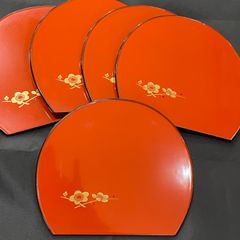 未使用品】 平安像彦の八角盆 2枚セット 松蒔絵 黒 朱 漆器 - メルカリ