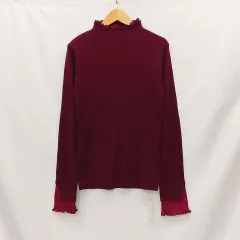 【新品タグ付き】GeeRA ジーラ プリーツ付ハイネックリブトップス ボルドー M ○◇のサムネイル