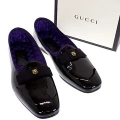 グッチ GUCCI リボン パテントローファー ローファー パテントレザー ブラック 黒 #8 27cm メンズ レディース【中古】【Aランク】のサムネイル