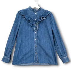 A.P.C アーペーセー フリル デニムシャツ 長袖 コットン 綿 青 ブルー インディゴ 34 レディース 通年 ゴーゴー古着マルイ北千住店 1 No.2605のサムネイル