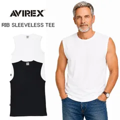 AVIREX　アビレックス　アヴィレックス　メンズ　無地デイリー　リブ　ノースリーブ スリーブレス Tシャツ　ブラック　ホワイト　チャコール　黒　783-5935001のサムネイル