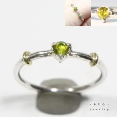 レアストーン✳︎ファイア感じるクロムスフェーンのK10小ワッカシルバーリング11号 レアストーン✳︎ファイア感じるクロムスフェーンのK10小ワッカ