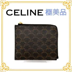 ■極美品■ CELINE セリーヌ トリオンフ コインケース カードホルダー レディース レザー ゴールド金具 ロゴ 小銭入れ 定期入れ パスケース シンプル 人気 おしゃれ 総柄 ブランドのサムネイル