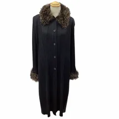 ISSEY MIYAKE イッセイミヤケ PLEATS PLEASE ロングコート ファー付き SIZE 3 PP43-JA412 ブラックのサムネイル