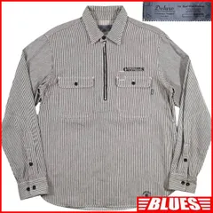 DELUXE デラックス シャツ L ハーフジップ4 長袖シャツ 白黒 ヒッコリー 古着 メンズ 長袖 ボタンシャツサイズL一覧←SEULB屋着古← HS861のサムネイル