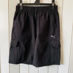 C-114　PUMA　プーマ　ハーフカーゴパンツ　ブラック　S　メンズ　タイガー　sportlifestyle　ズボン　春夏　ビッグポケット　シンプル　ポケット多数　マジックテープ　総ゴムのサムネイル