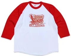 80s USA製 OKLAHOMA SOONER 七分袖 ラグランTシャツ 白×赤 XL★ビンテージ オールド カレッジ スポーツ ビッグサイズのサムネイル
