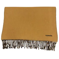 極美品▼HERMES エルメス レクトヴェルソ カシミヤ100% ロゴ刺繍 バイカラー リバーシブル フリンジ マフラー ブラウン ネイビー メンズのサムネイル