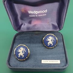 WEDGWOOD カフス 船モチーフ 箱付き ブルー ゴールド 英国製 高級