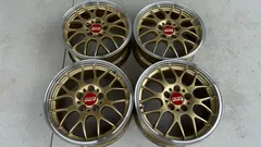 中古美品ＢＢＳ１７インチアルミＲＧ－Ｒ ゴールドダイヤカット S2000装着のサムネイル