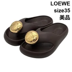 ● 美品 ロエベ フォーム ペブル サンダル トング 靴 アナグラム メタルボタン ダークブラウン 35 約21.5cm～22.0cm レディース 6V717のサムネイル