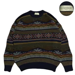 Vintage ヴィンテージ 3Dニット Designerknitwear デザインニット 90s Y2K 韓国製 All-OverPattern 総柄 柄ニット Acrylic アクリル Wool ウール Multicolor マルチカラー Lのサムネイル