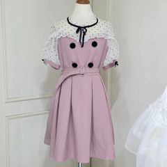 リズリサ ハンドトゥースエプロンワンピース ピンク 量産 地雷 - メルカリ