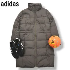 【極暖】 アディダス adidas ベンチ コート キルティング ダウン ジャンパー ウィンドブレーカー ロゴ プリント OT ブラウン スポーツ ウェア タウンユース レジャー レディース ♪のサムネイル