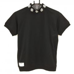 パーリーゲイツ 半袖ポロシャツ ネイビー×白 ロゴ総柄 メンズ 7(2XL