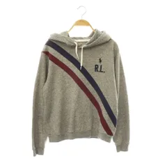 ポロ ラルフローレン POLO RALPH LAUREN ラインデザインスウェットフーディー パーカー M 杢グレー ボルドー ネイビー /ES ■OSのサムネイル