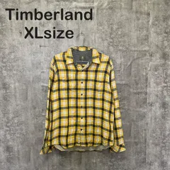 【Y-972】Timberland ティンバーランド XL イエロー 黄 ネイビー 紺 チェック ヘビーネルシャツ Earthkeepers 長袖 コットン アメカジのサムネイル